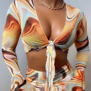 Swirl Print Skirt Set - Brand New